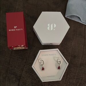 Silver and Red Hook Earrings in Baublebar Box